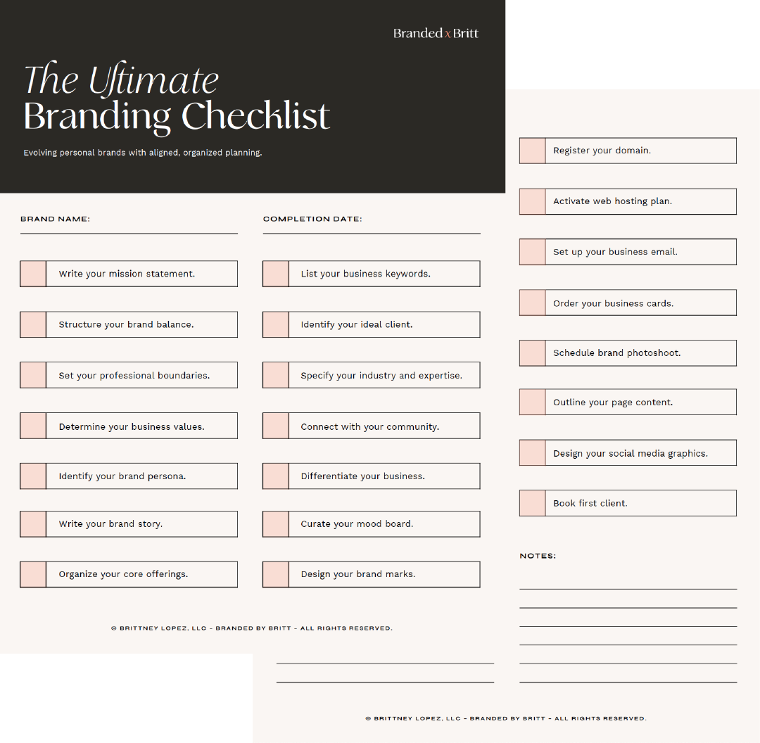 The Ultimate Branding Checklist For Small Business Owners and Personal Brands